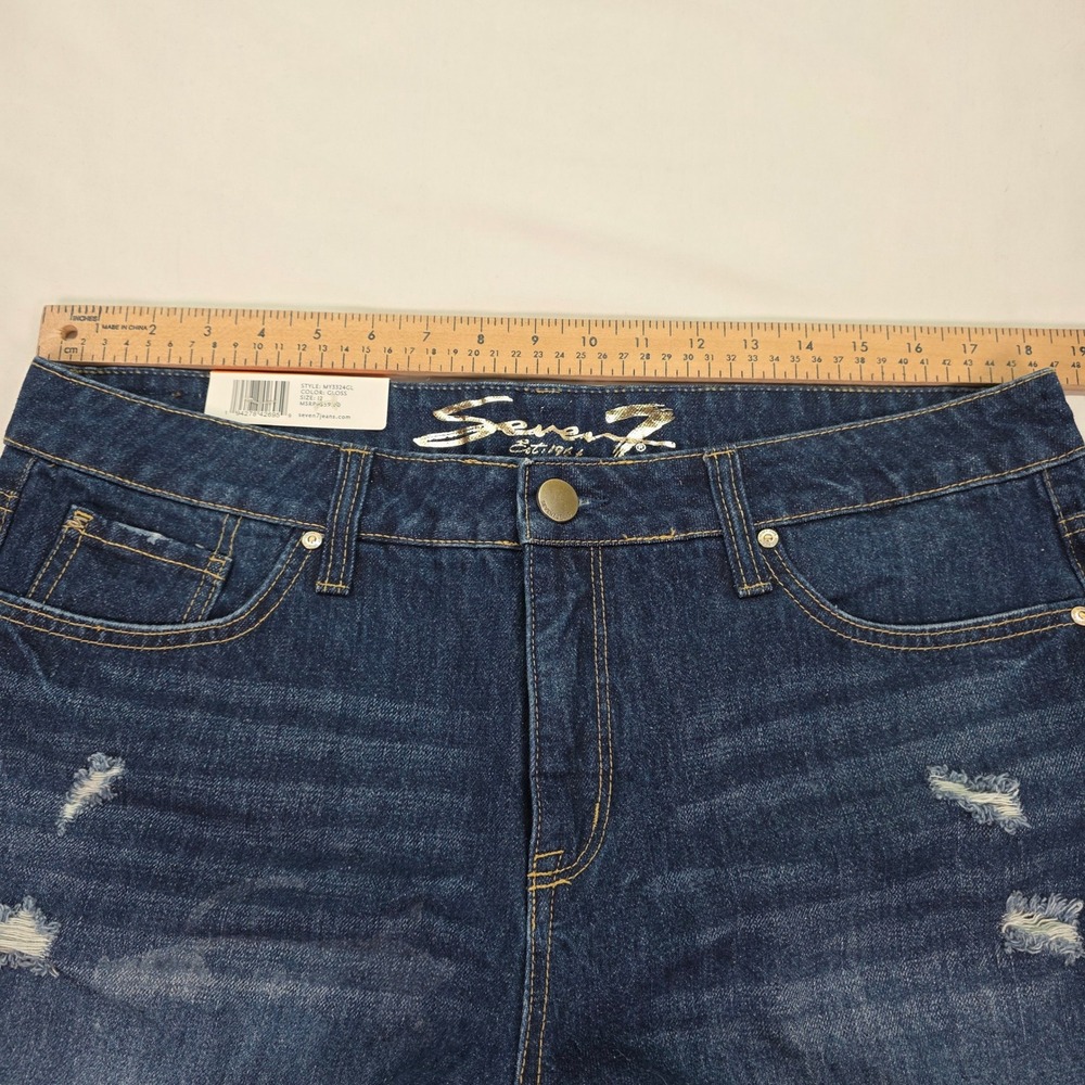 New Seven7 Weekend Shorts Womens‎ 12 Dark Wash Distressed Frayed Hem Denim - Picture 6 of 7